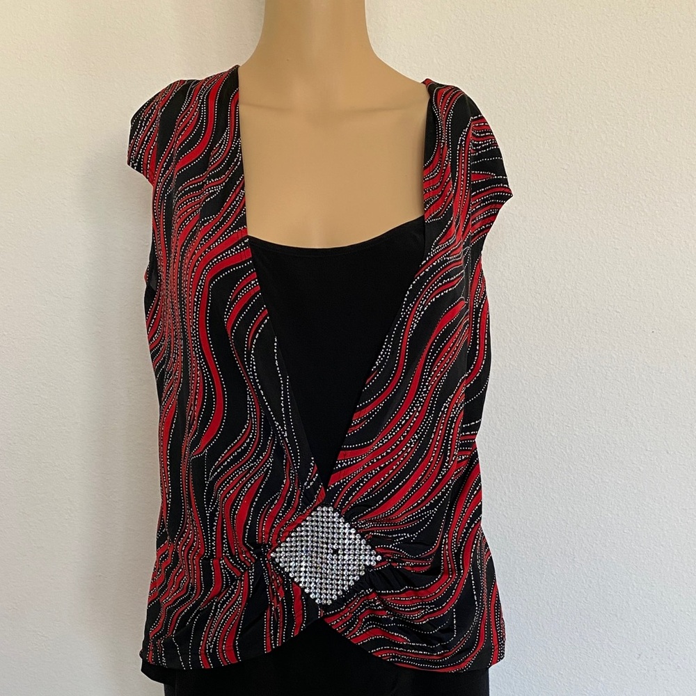 Chic Black and Red Women's Blouse